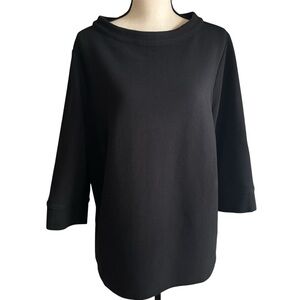 Talbots Black Ottoman Knit Funnel Neck Top | 2X Petite